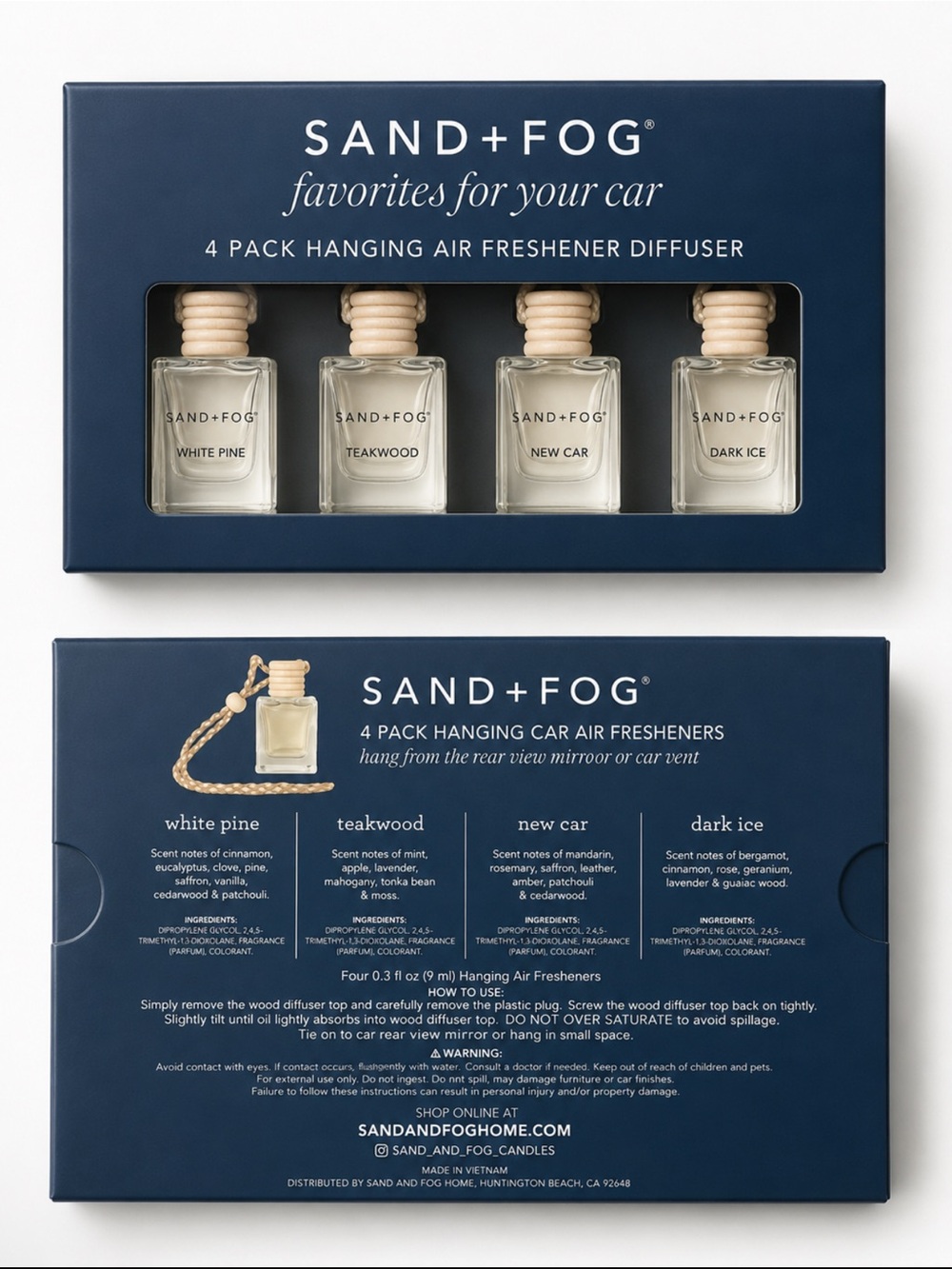 Sand + fog four pack hanging car air refresher diffusers